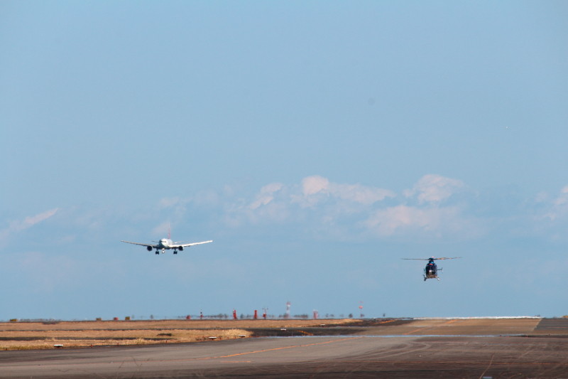 宮崎県警あおぞら号と着陸間地かのJAL機
