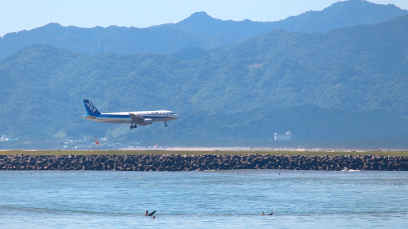 宮崎空港に着陸進入中のエアバスA320-200