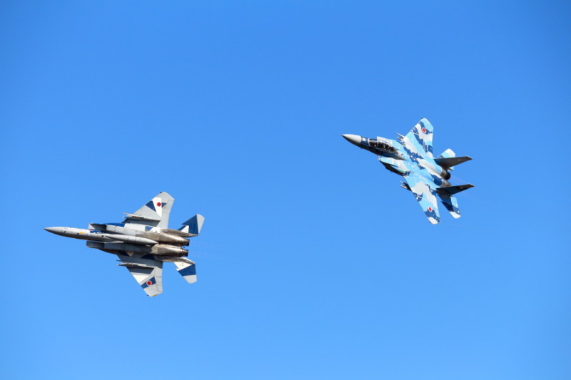 新田原基地予行で演技するF15アグレス