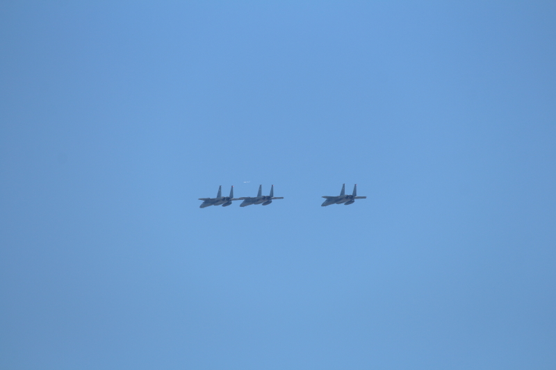 まつりみやざき会場を後に新田原基地に帰るF-15イーグル機