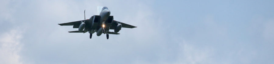 うめ組F15イーグルが新田原基地に向かう飛行機写真