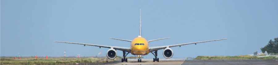 宮崎空港にやって来たANAスターウォーズ特別塗装機の飛行機写真