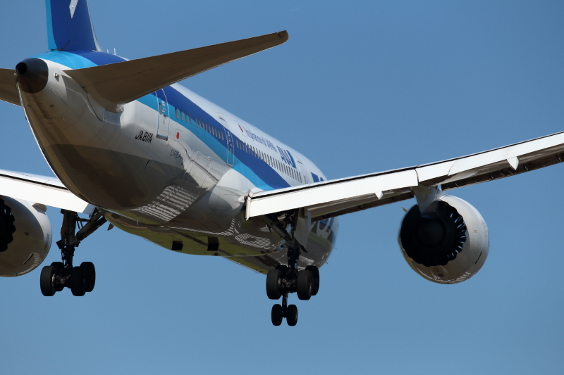 今日の宮崎空港は快晴だった。そこにB787が宮崎空港にやって来たのだから面白い。